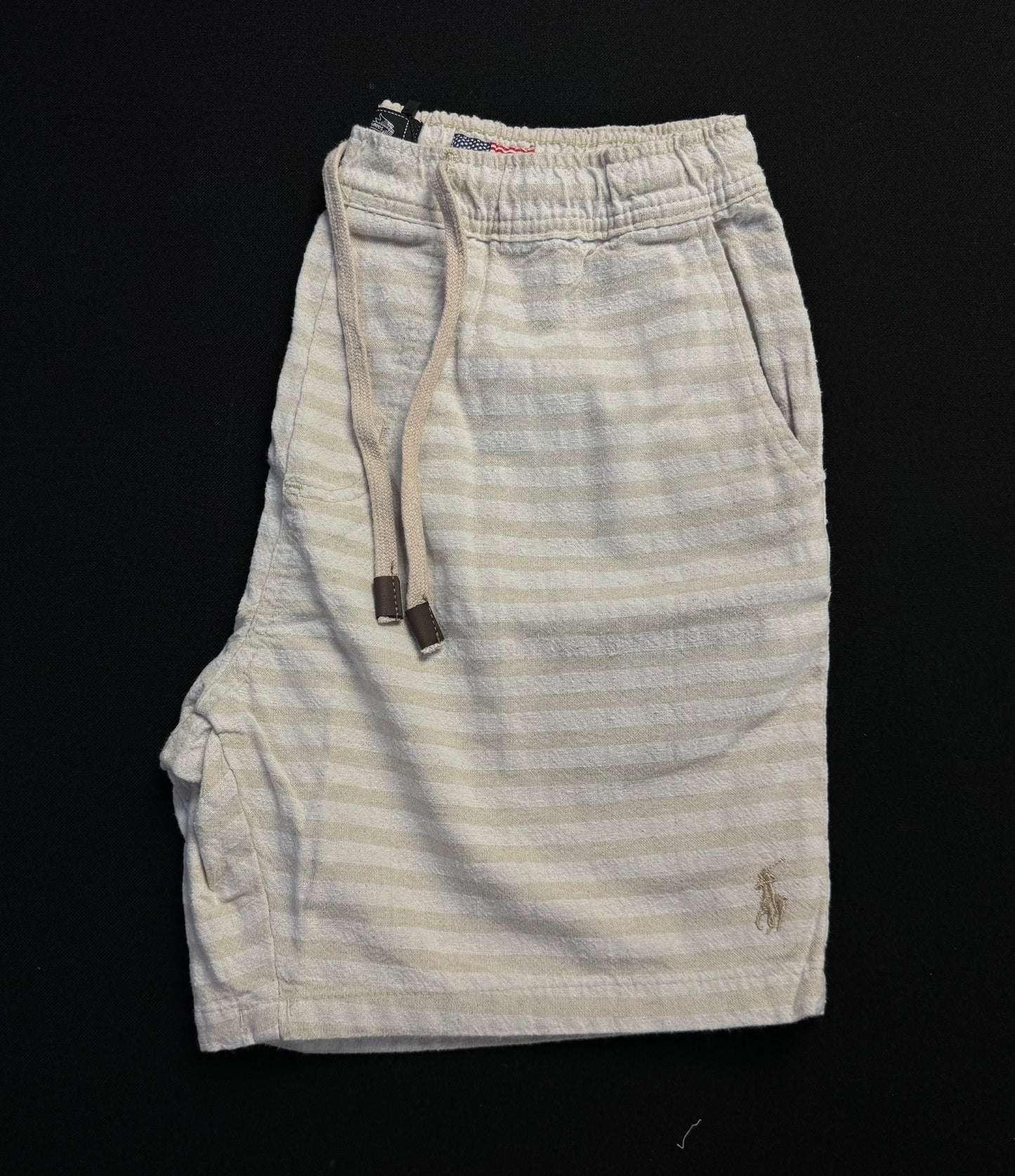 Short Casual Ralph Lauren | Linho Vibes - Listrado no off com creme