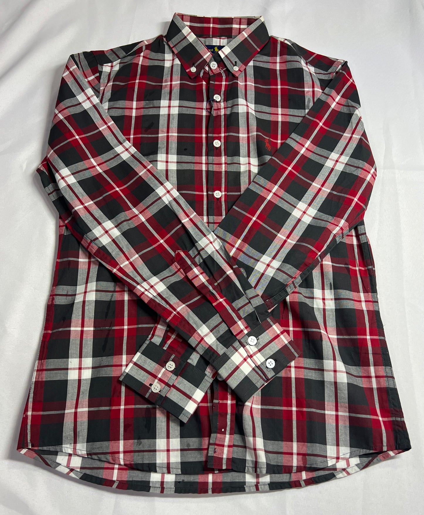 CAMISA SOCIAL QUADRICULADA RALPH LAUREN CAVALO VERMELHO