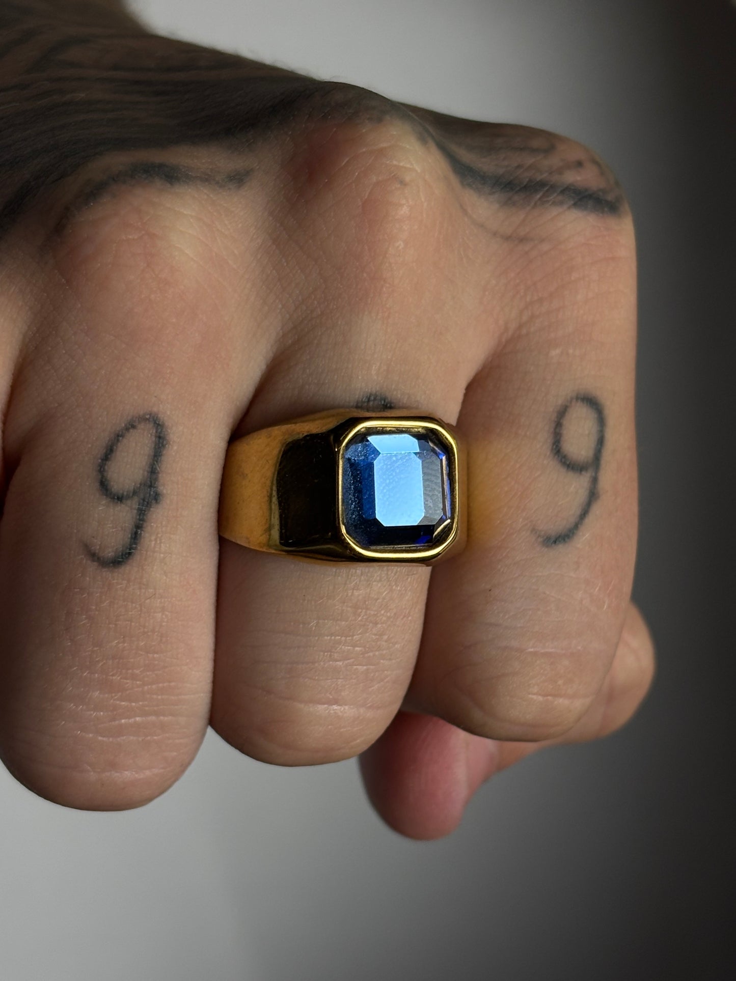 Anel | Aço dourado Blue Stone - 30 cm