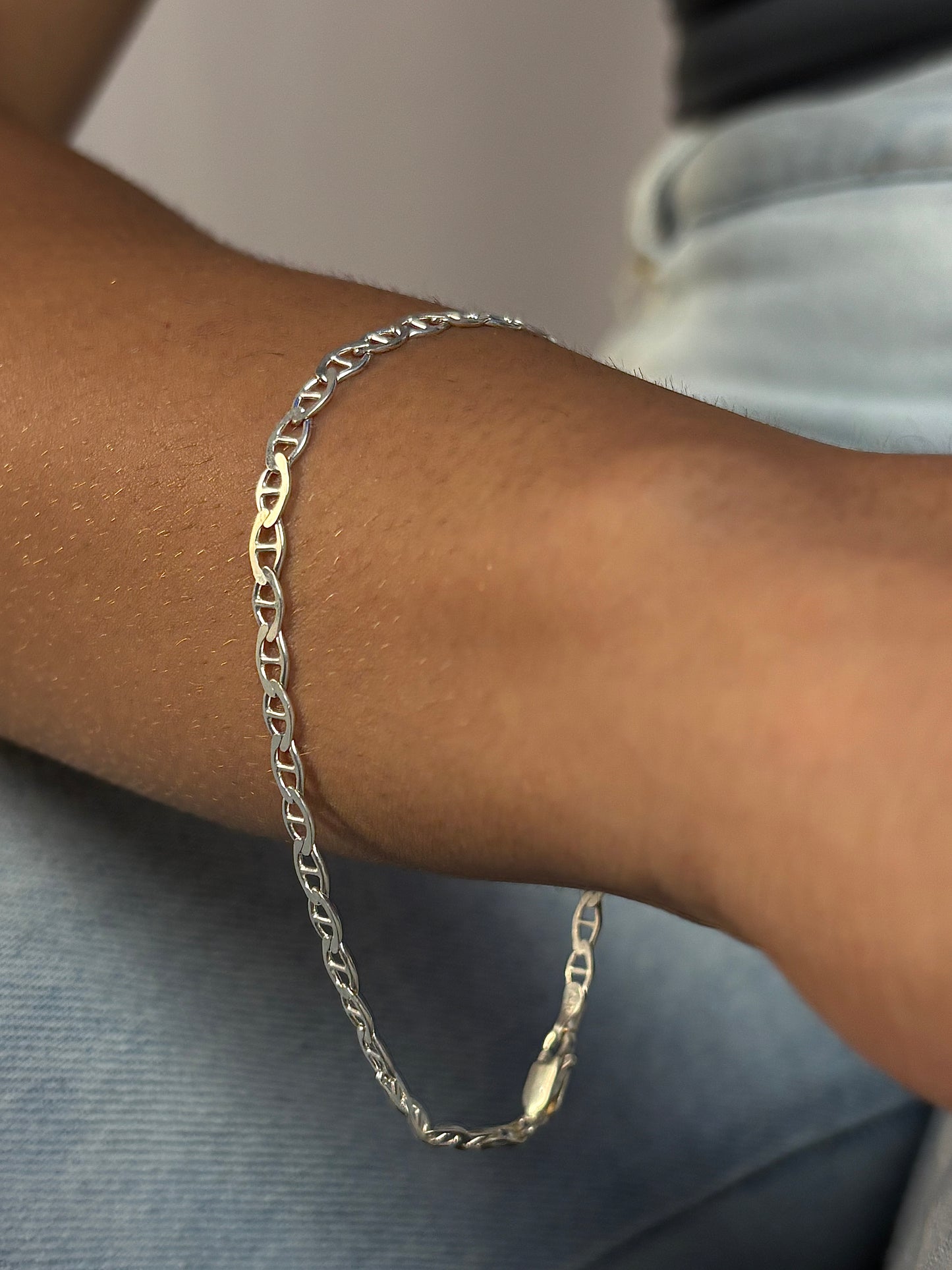 Pulseira De Prata Piastrine Elos Chapados 21CM
