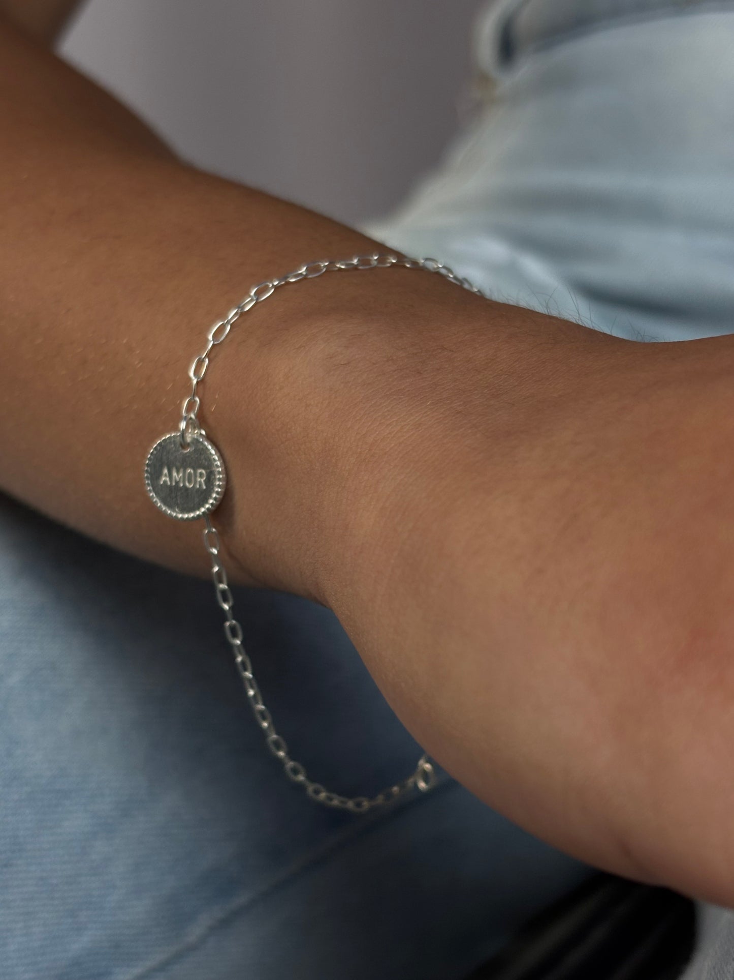 Tornozeleira De Prata Amor 20CM
