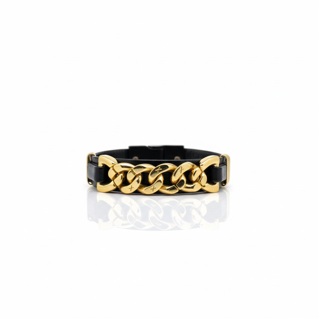 Pulseira Chain | Artisan Leather - Black Gold