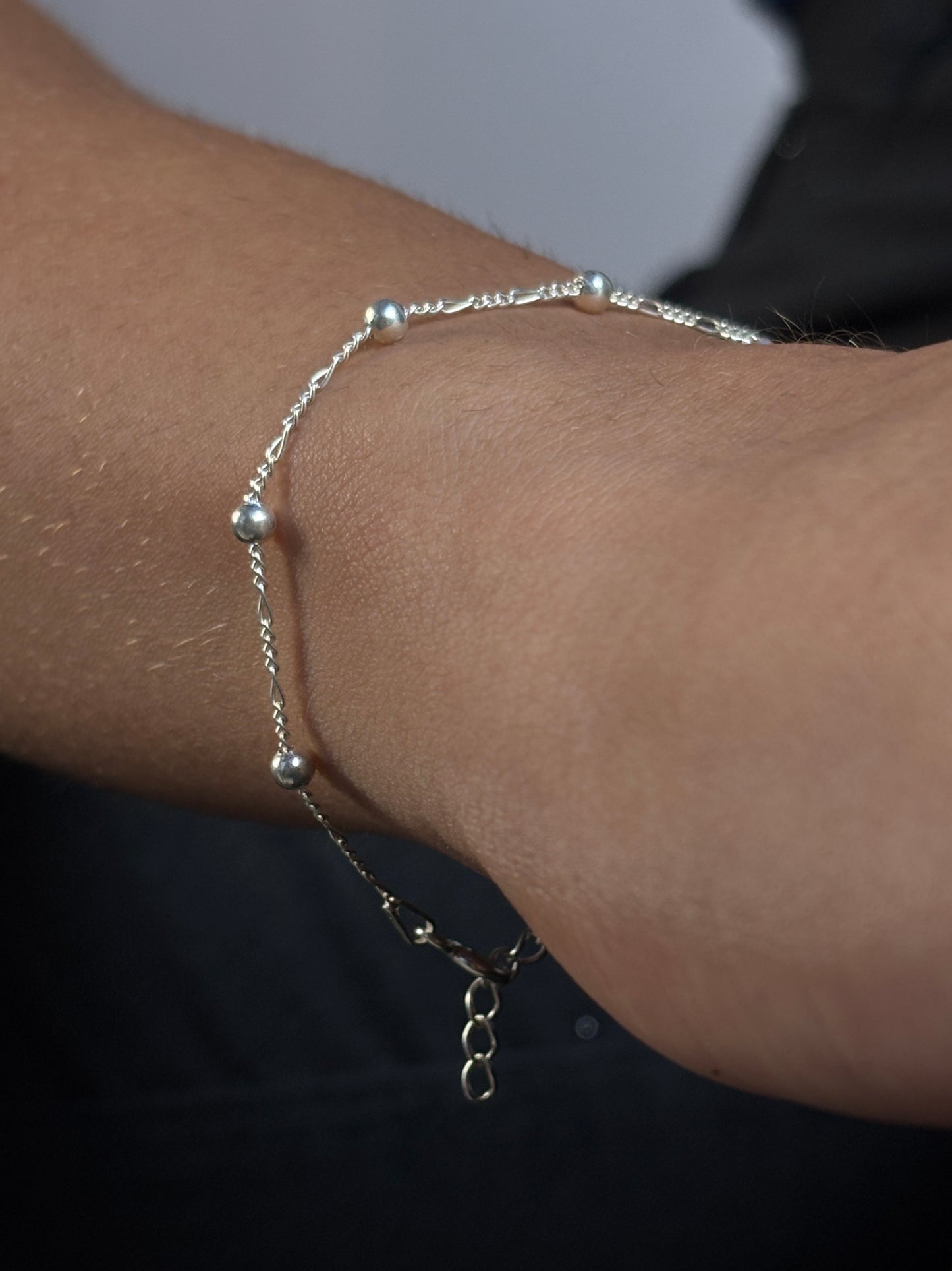 Pulseira De Prata Satélite Ajustável 13 a 16CM