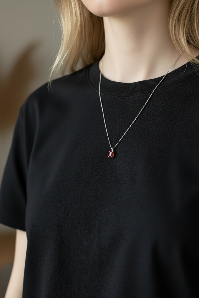 Pingente Red Stone Prata italiana 925