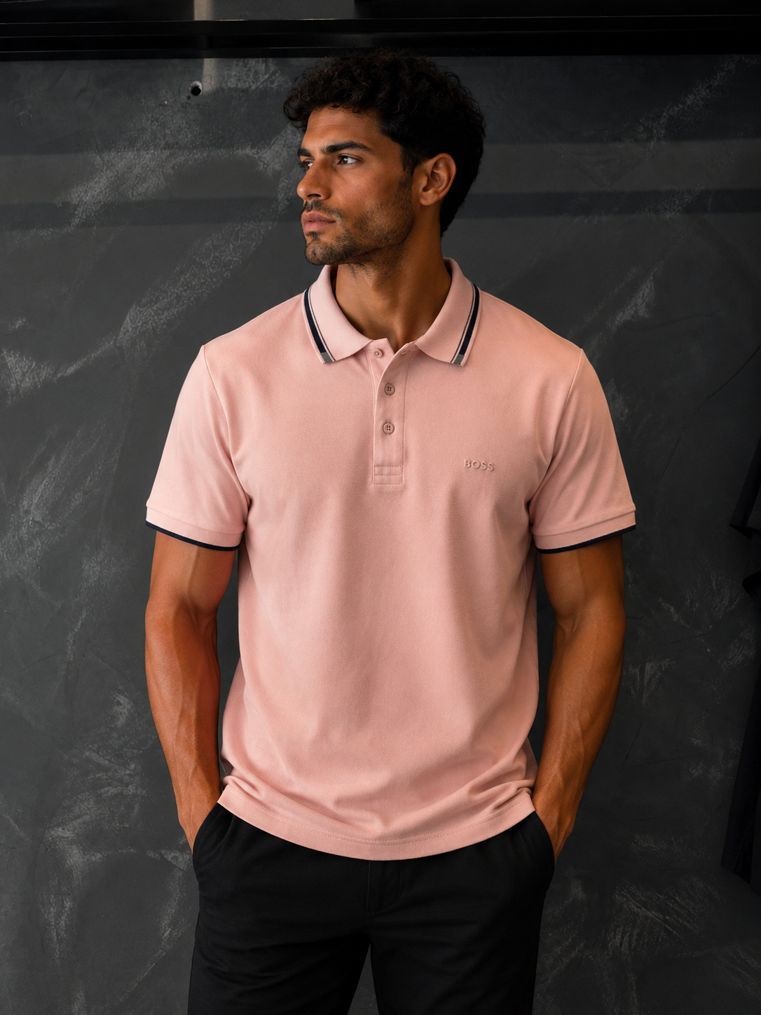 Camisa Polo Boss Rosa