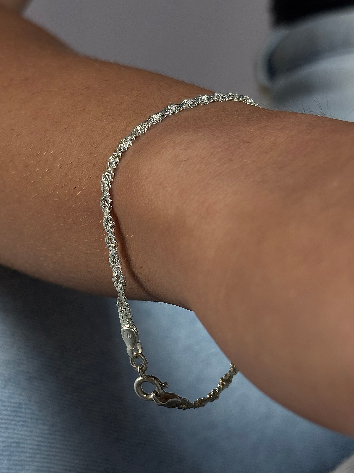 Pulseira De Prata Singapura 18CM