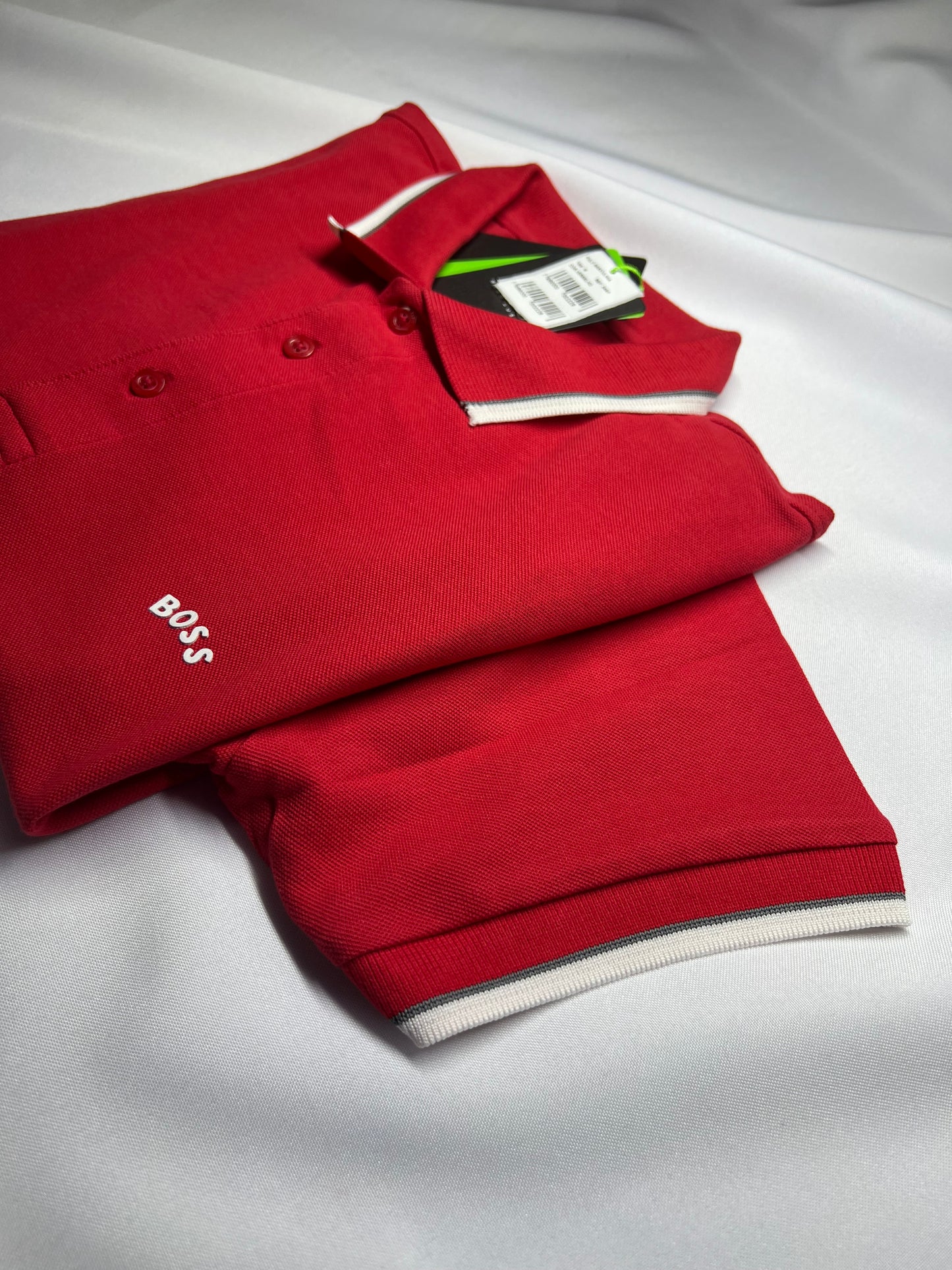 CAMISA GOLA POLO HUGO BOSS VERMELHA FRISO BRANCO