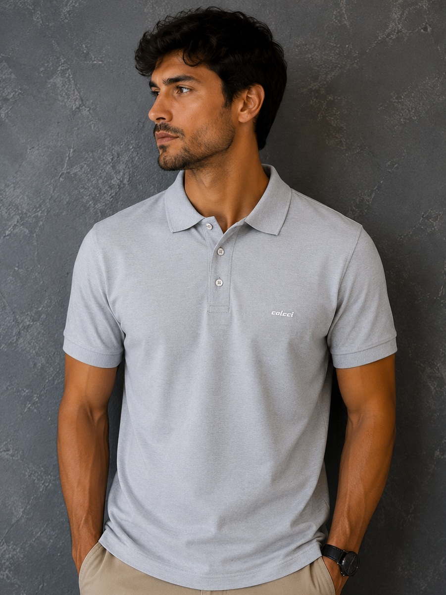 Camisa Polo Colcci Cinza Gelo