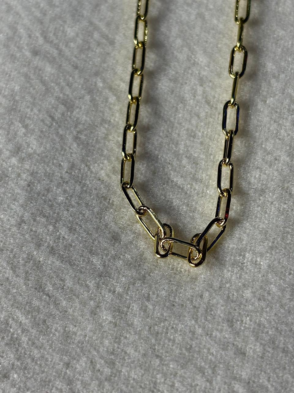 Corrente Cadeado 70cm Banhada a ouro 18K