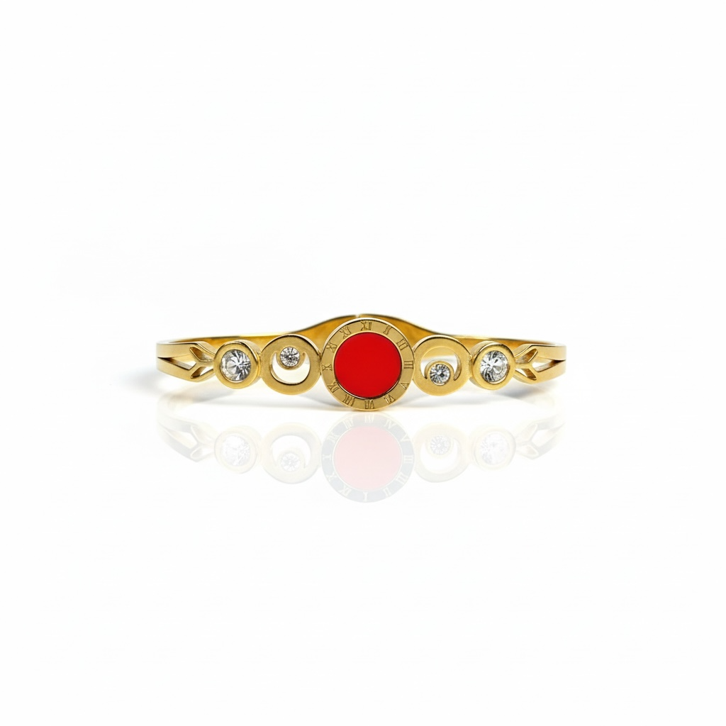 Bracelete Spirit Red Stone| Iconic Luxury 2 anos de garantia - Gold Steel