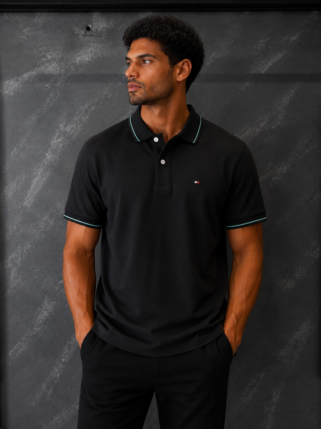 Camisa Polo Tommy Preta