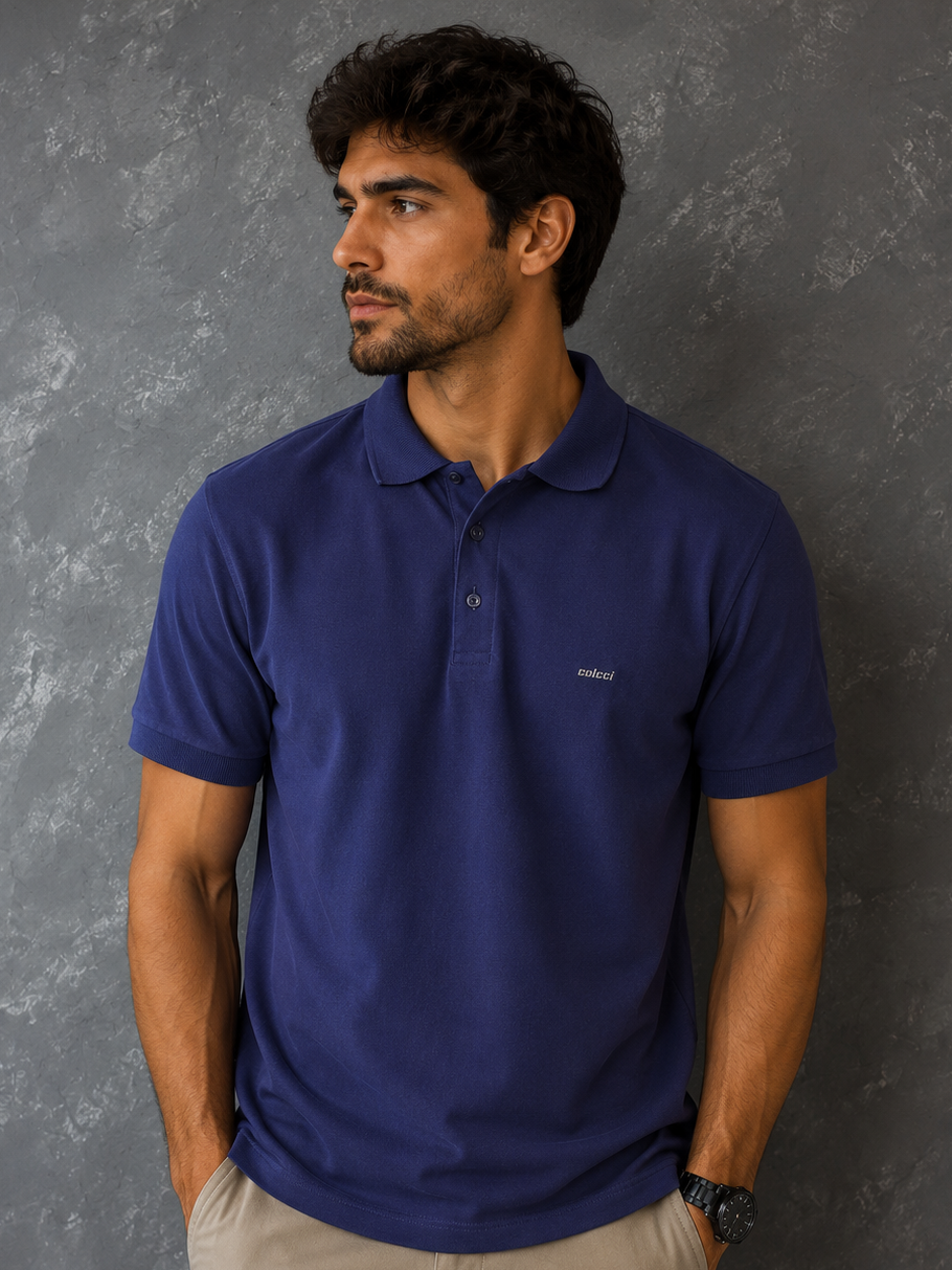 Camisa Polo Colcci Azul escura