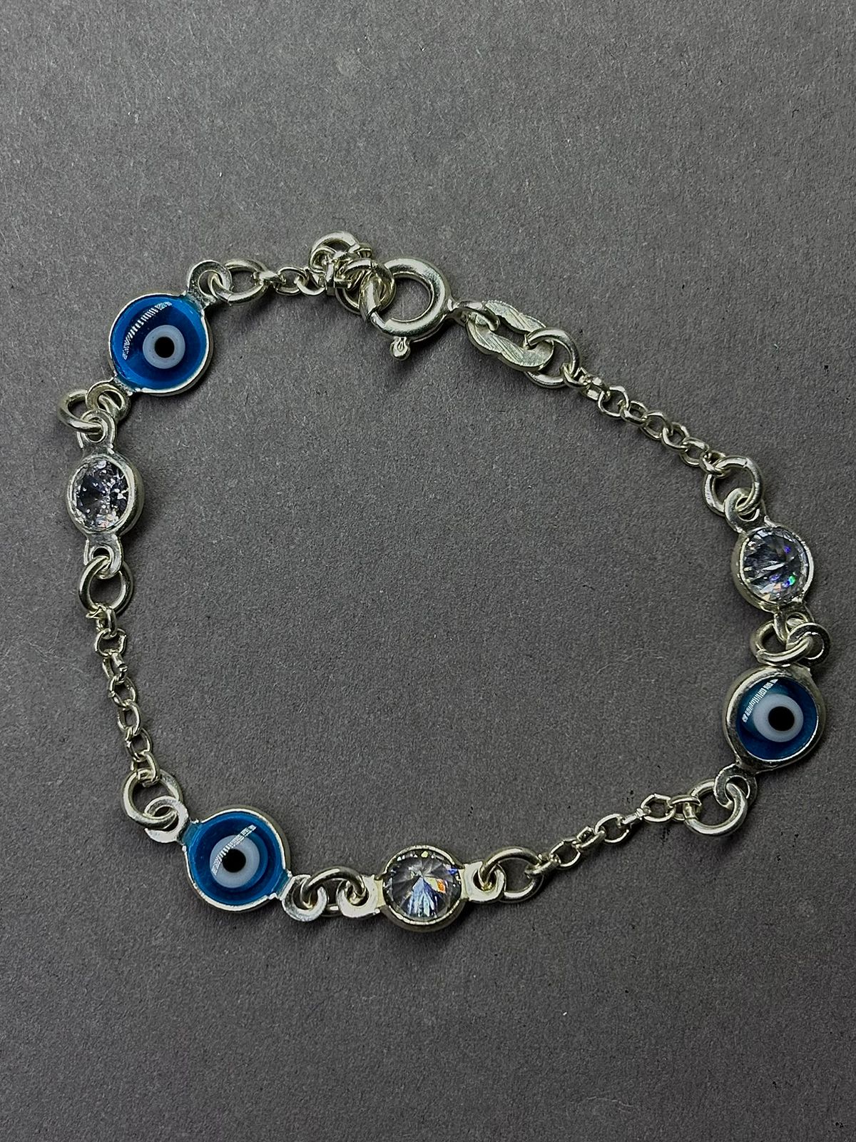 Pulseira De Prata Olho Grego 15cm