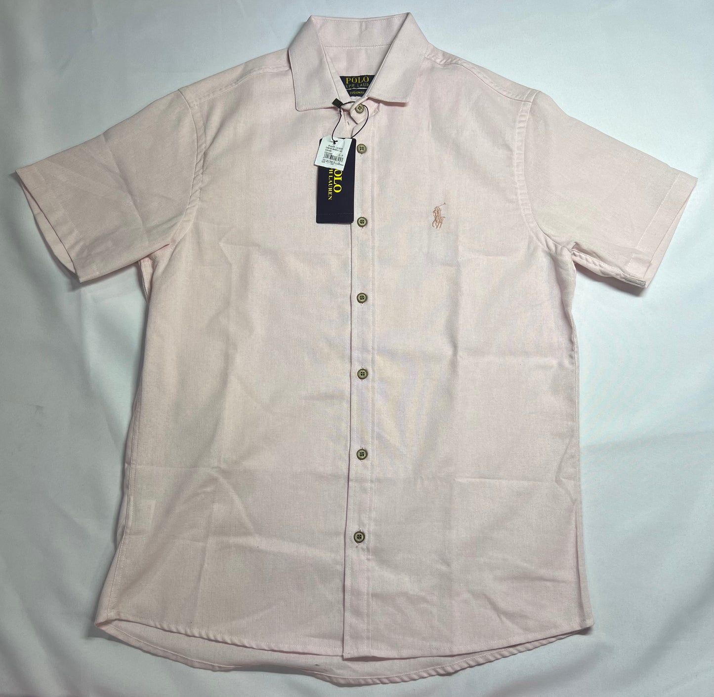 CAMISA DE BOTÃO LINHO RALPH ROSA BEBÊ