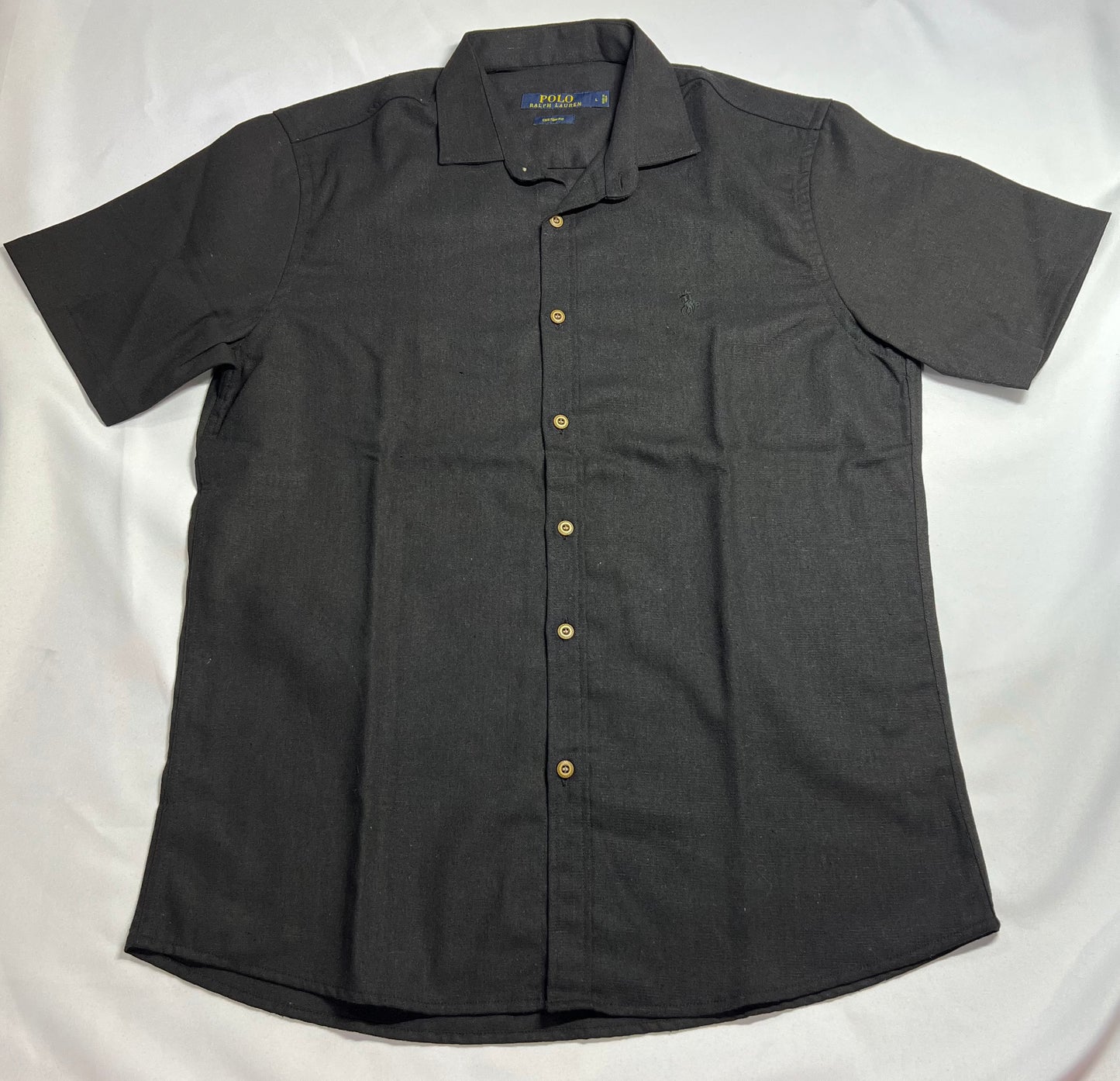 CAMISA DE BOTÃO LINHO RALPH PRETA