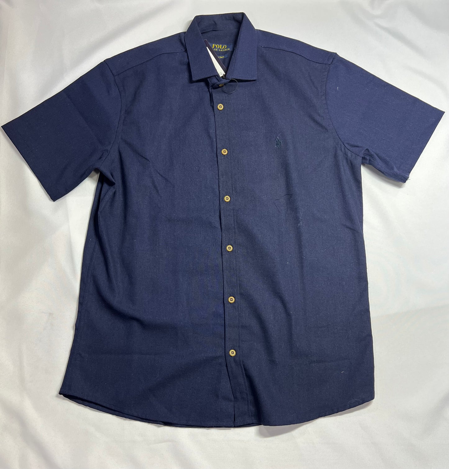 CAMISA DE BOTÃO LINHO RALPH AZUL MARINHO