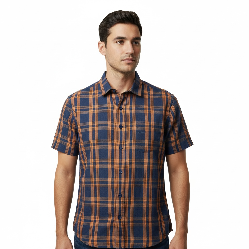 Camisa CCI | Casual - Blue Marine & Orange