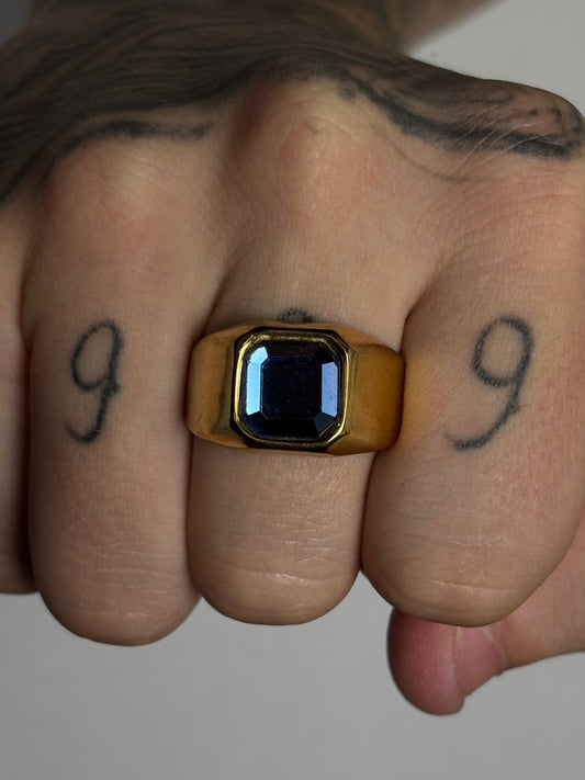 Anel | Aço dourado Blue Stone - 30 cm
