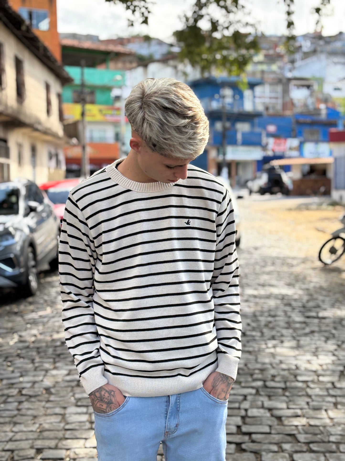 Suéter Brooksfield Branco e preto