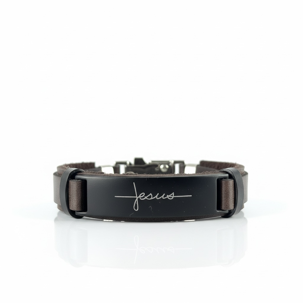 Pulseira Jesus  | Artisan Leather - Black Coffee