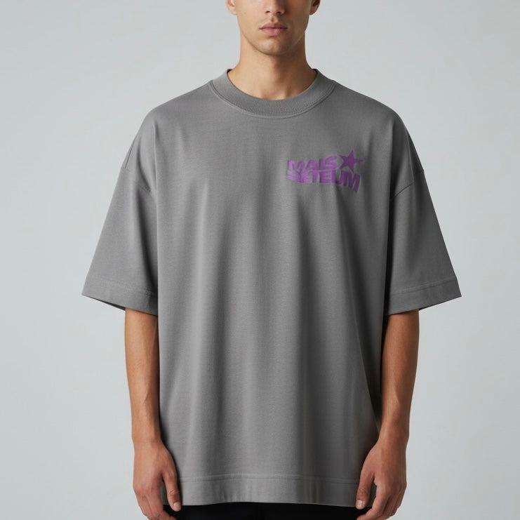 Camiseta Oversized | +71 Estrela | Cinza