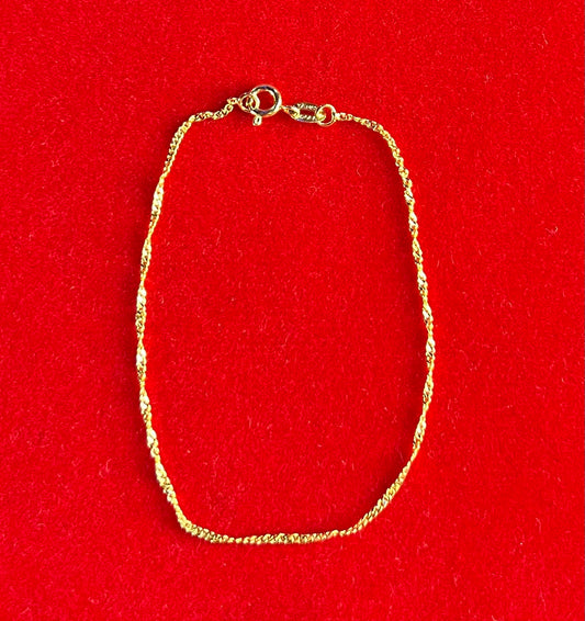 Cordão Tossido| Pulseira Banhada a Ouro 18K - 20 cm