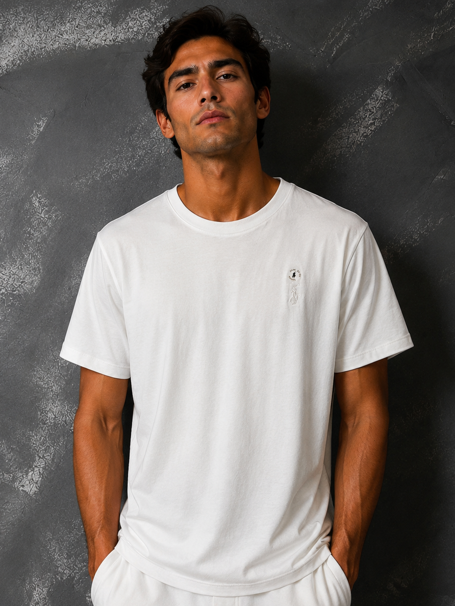 T-Shirt Ralph Lauren Tee Special Cotton Pima Branca Nuvem