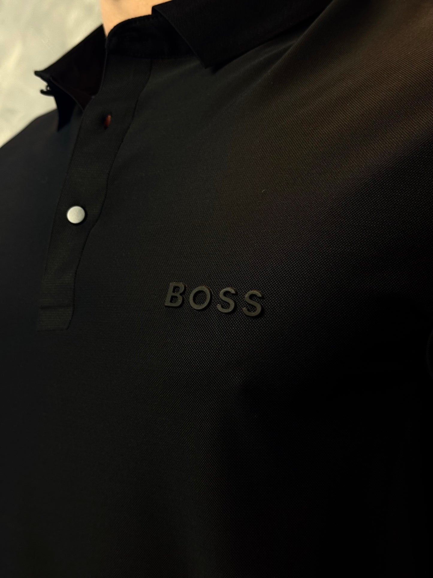 Camisa Polo Boss - Tecido Tecnológico - Preta