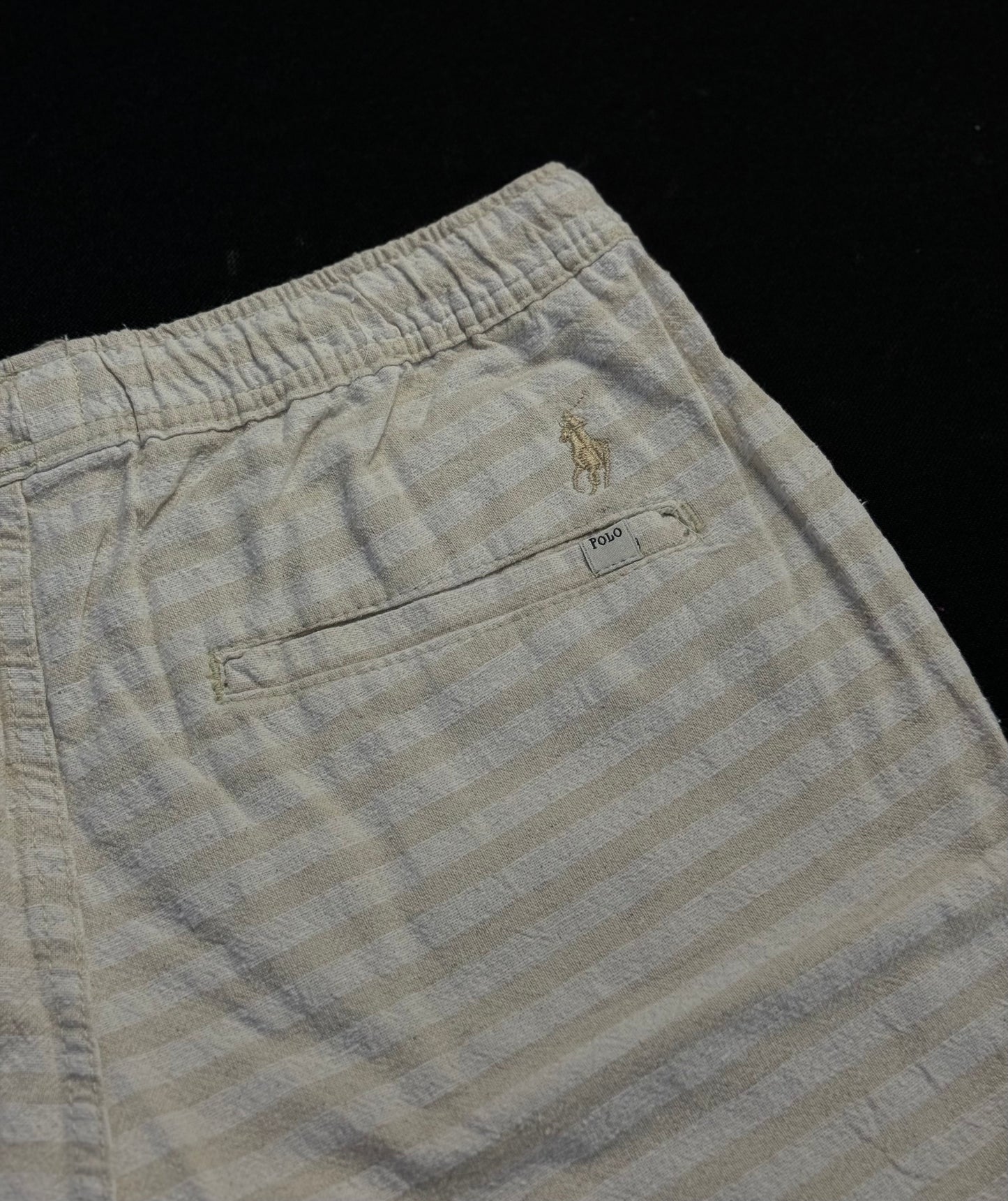 Short Casual Ralph Lauren | Linho Vibes - Listrado no off com creme