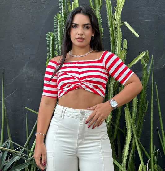 BLUSA LISTRADA COLCCI - VERMELHA E BRANCA