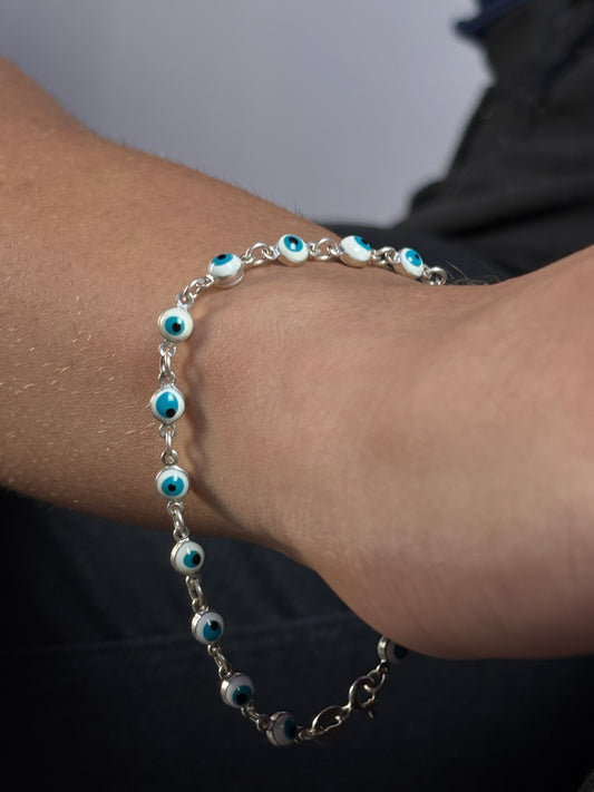 Pulseira De Prata Olho Grego 19CM