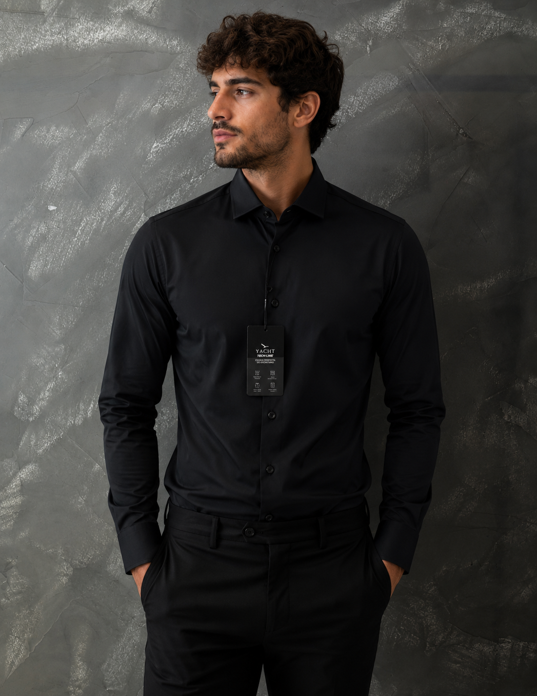 Camisa Social Yacht - Slim Fit - fibra  de Bambu - Preto
