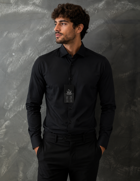 Camisa Social Yacht - Slim Fit - fibra  de Bambu - Preto