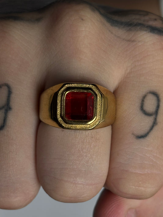 Anel | Aço Dourado Red Stone - 24 cm