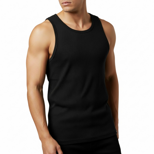 Regata Conceito | Ribbed Fit Tank Canelada - Soft Black