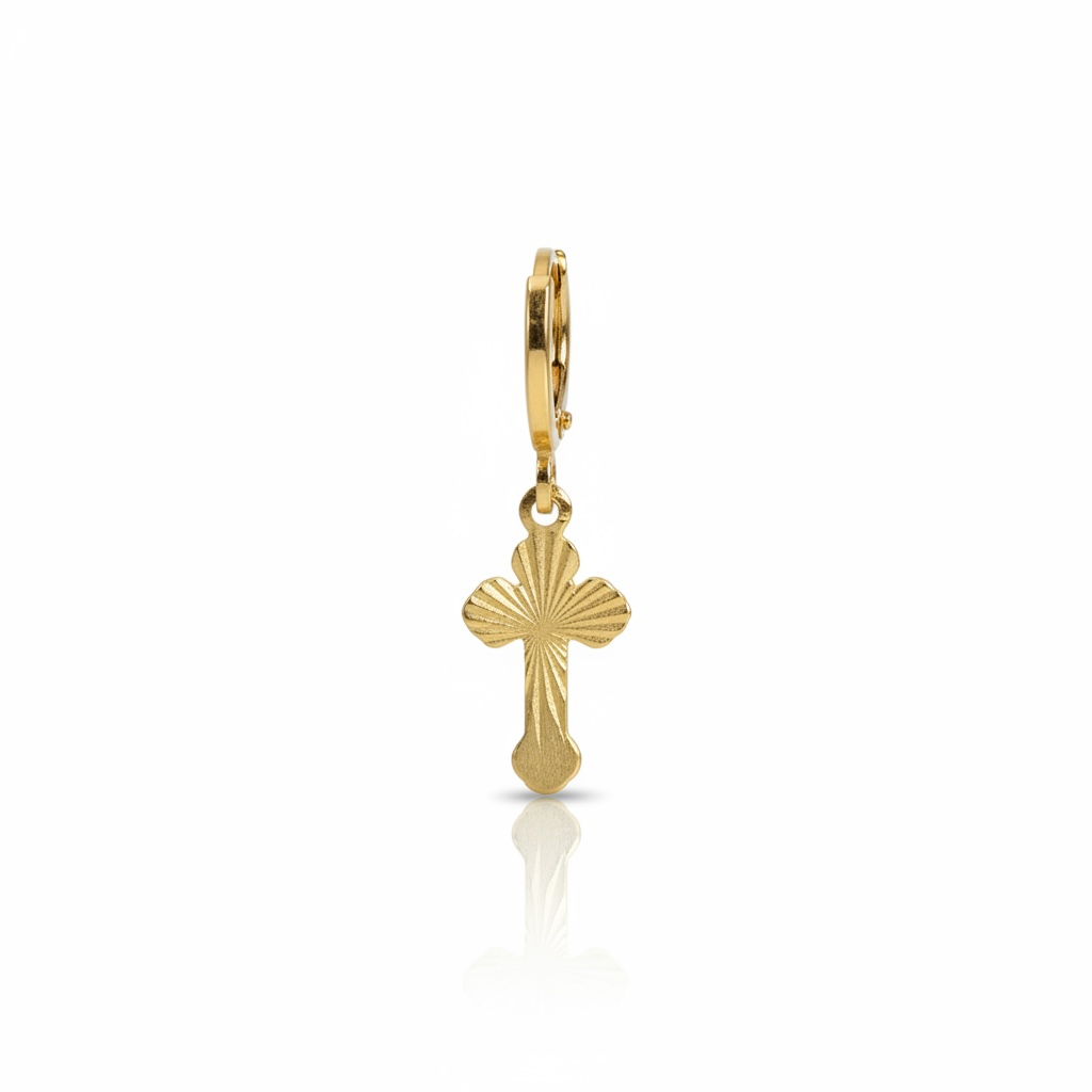 Argola Dourada | Banhada a Ouro - Golden Cross