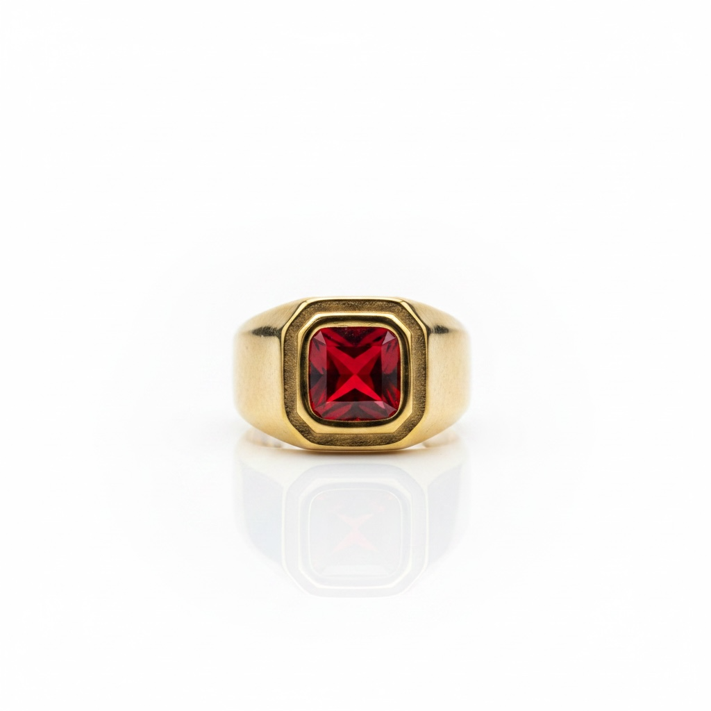Anel | Aço Dourado Red Stone - 24 cm