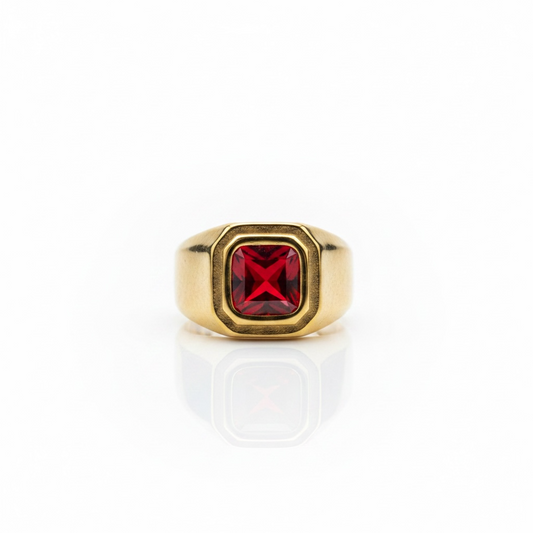 Anel | Aço Dourado Red Stone - 24 cm
