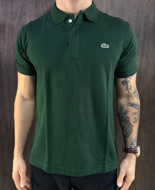 Gola Polo Lacoste | Hidden Placket - Verde Militar Clássica