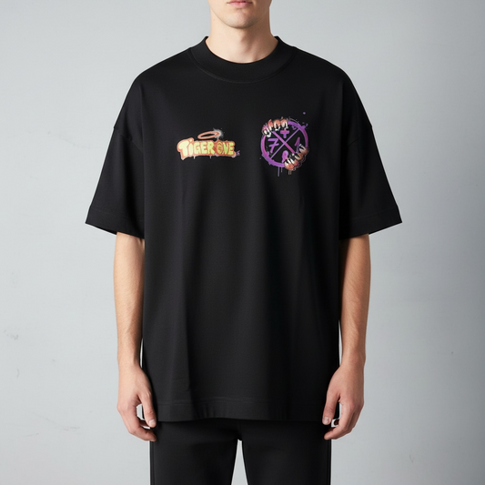 Camiseta Oversized | +71 Tiger | Preta
