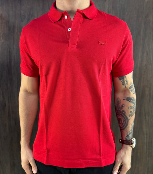 Gola Polo Lacoste | Hidden Placket - Vermelho Cardeal Monocromático