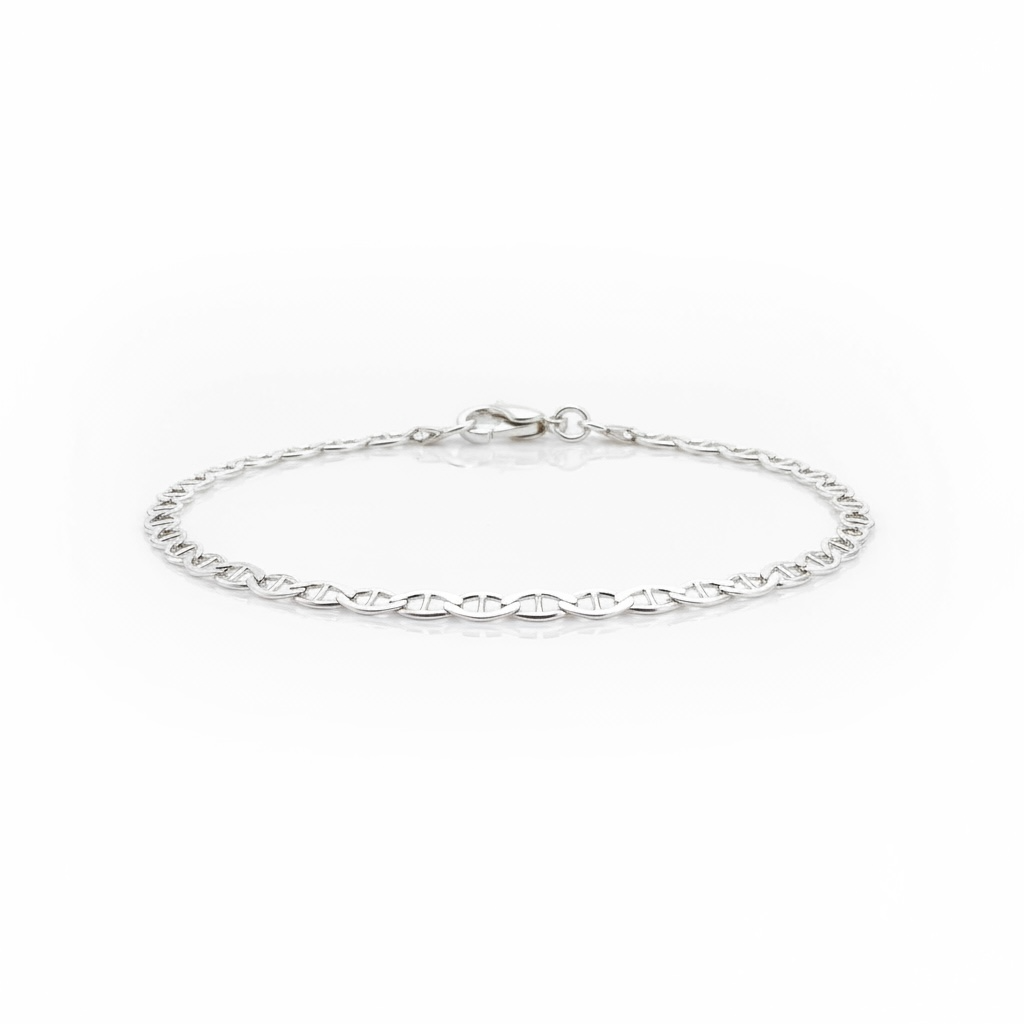 Pulseira De Prata Piastrine Elos Chapados 21CM