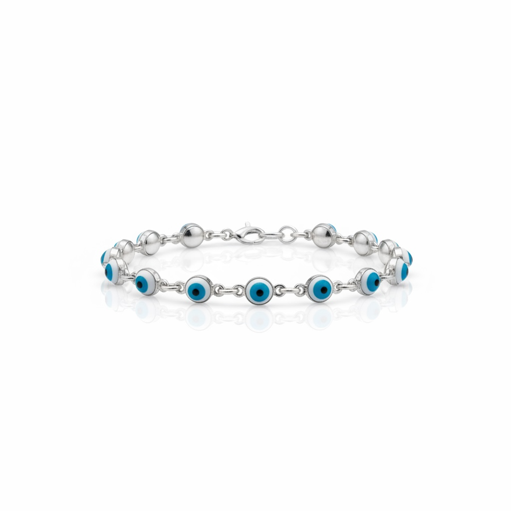 Pulseira De Prata Olho Grego 19CM