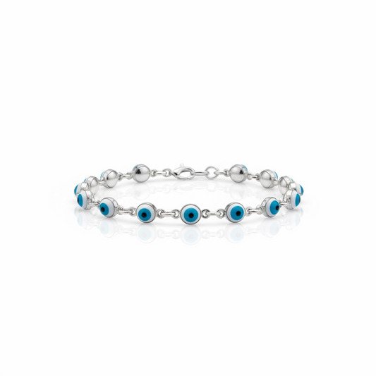 Pulseira De Prata Olho Grego 19CM