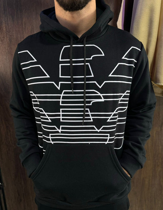 Moletom Emporio Armani | 3 CABOS Hoodie Signature Eagle - Midnight Black