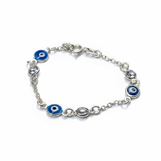 Pulseira De Prata Olho Grego 15cm