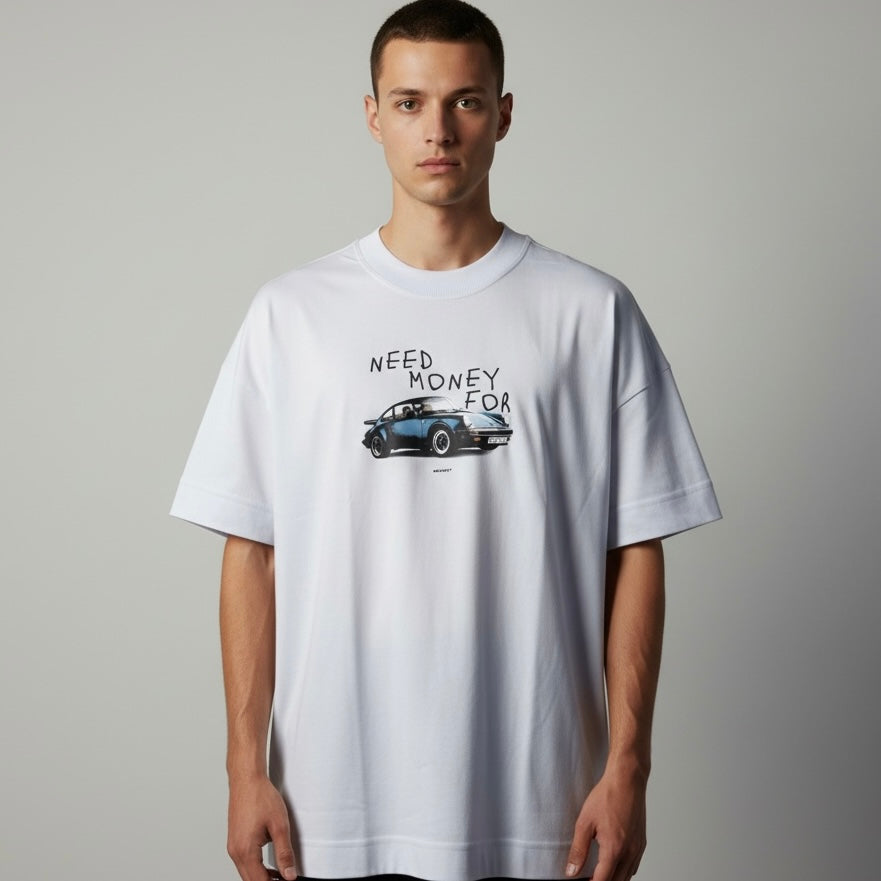 Camiseta Oversized | +71 Porsche | Branca