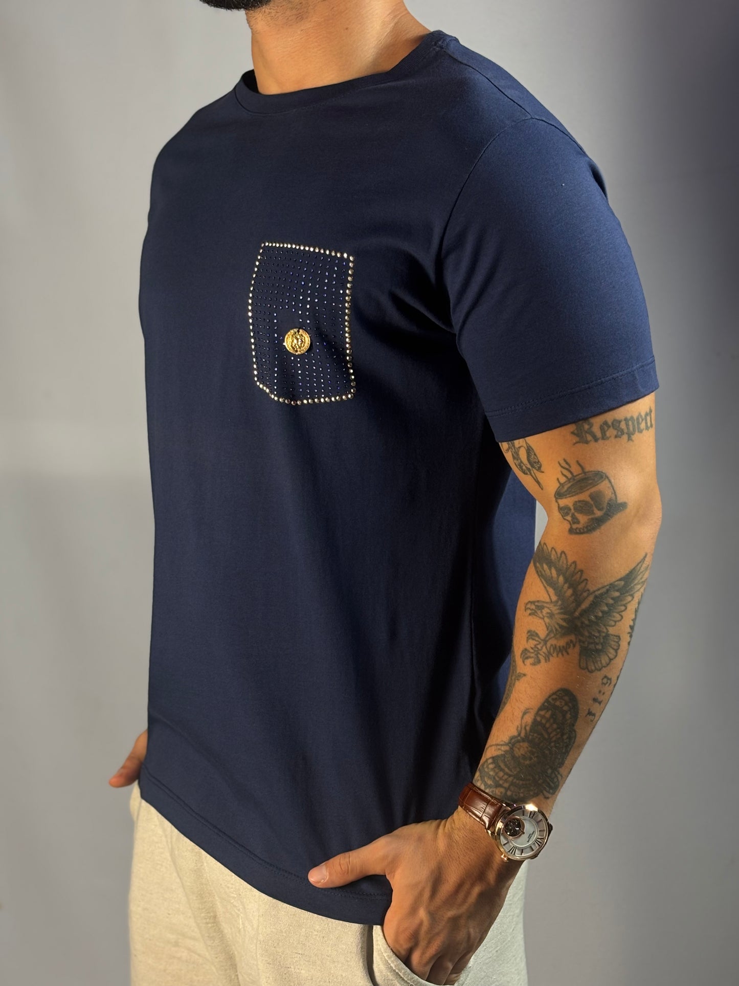 T-Shirt Versace | Coton Pima - Azul Marinho