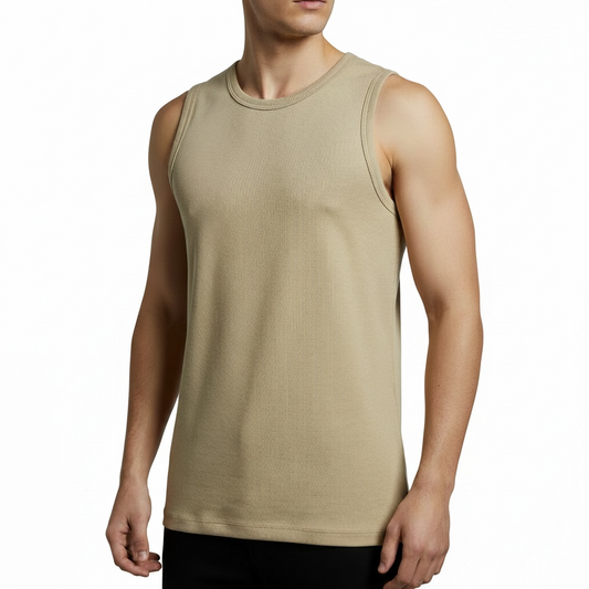 Regata Conceito | Ribbed Fit Tank Canelada - Desert Cream Cáqui