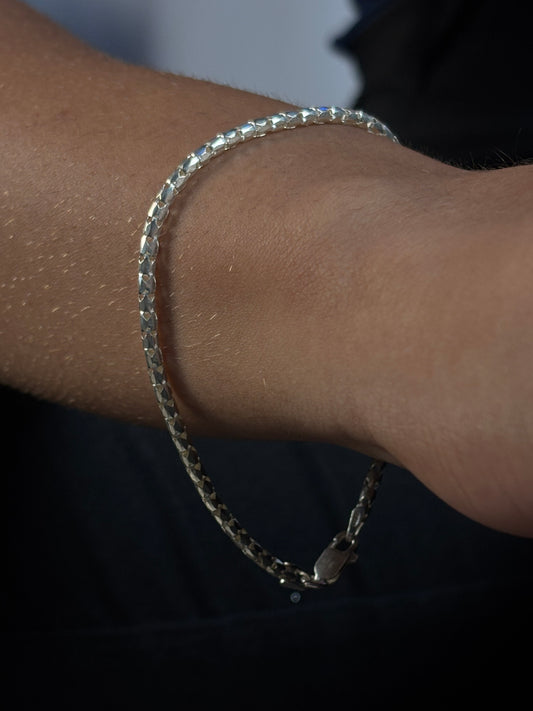 Pulseira De Prata Curb 19CM